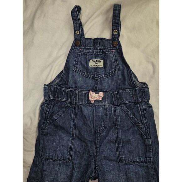 OshKosh B’gosh Denim Overalls – 24M – Denim dark/white&pink stripe bow tie RARE! - Picture 12 of 12